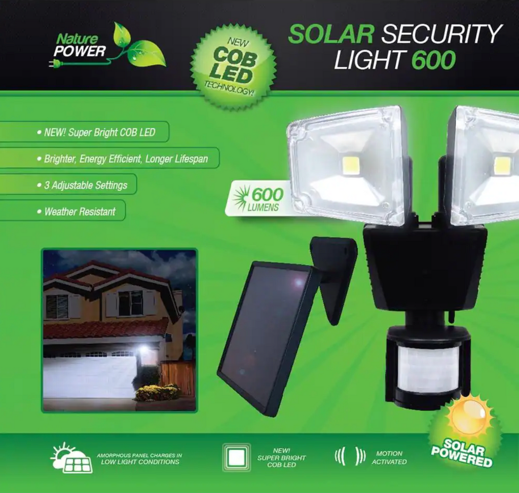 Dual Head Solar Motion Security Light by Nature Power Garden (22060)