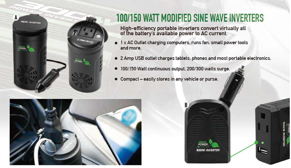 150 Watt Modified Sine Wave Inverter by Nature Power Garden (37150)