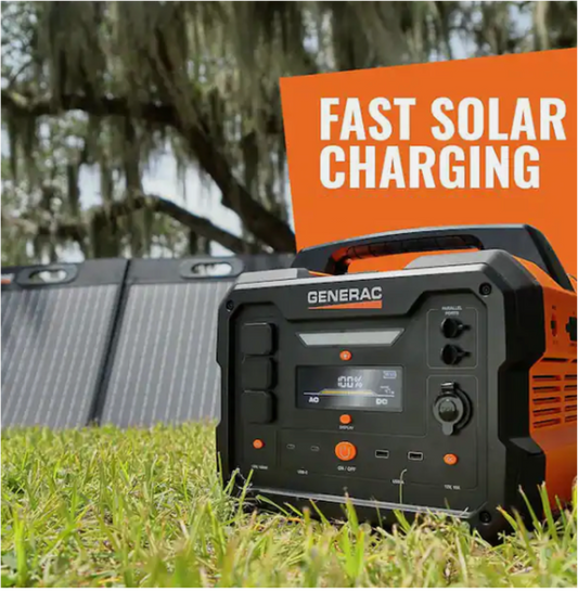 Generac GB1000 Portable Power Station and the Generac GS100 Solar Panel Accessory Package
